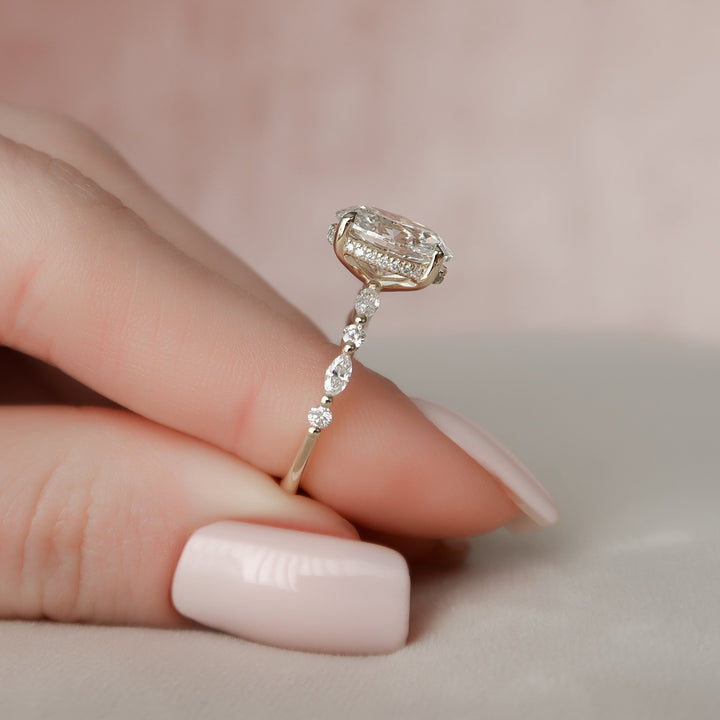 The Lyra Oval Lab Diamond Moissanite Engagement Ring *Shown with 3 ct #material_gold
