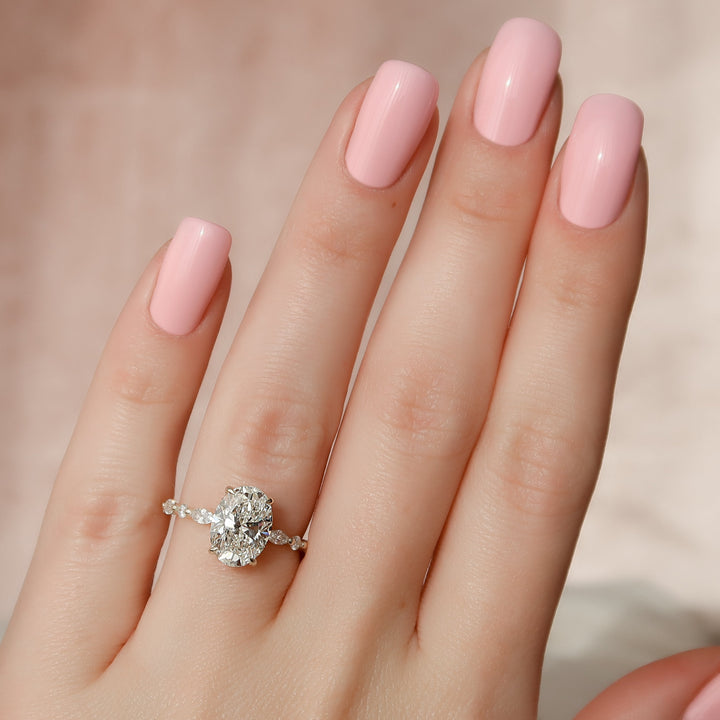 The Lyra Oval Lab Diamond Moissanite Engagement Ring *Shown with 2.5 ct #material_gold