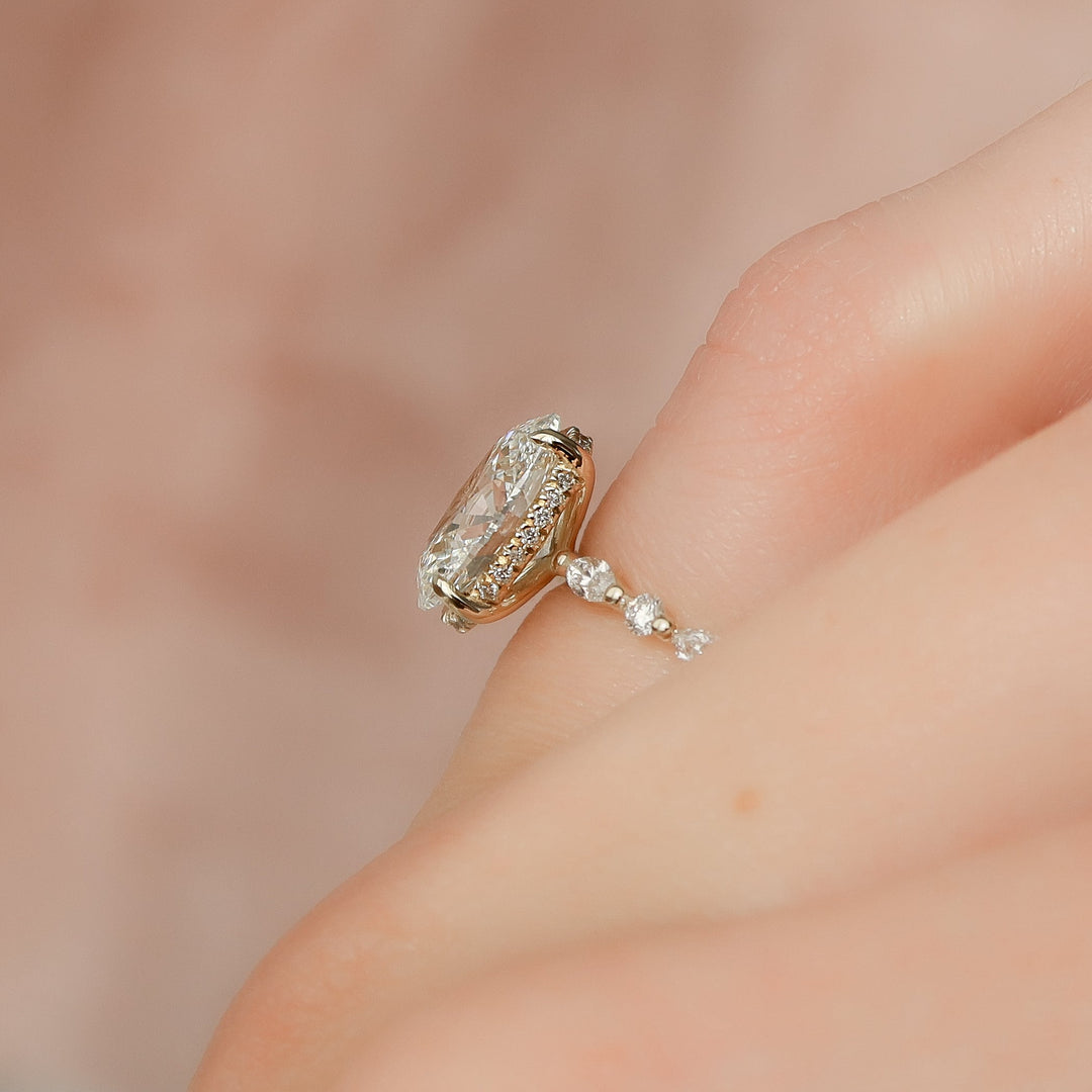 The Lyra Oval Lab Diamond Moissanite Engagement Ring