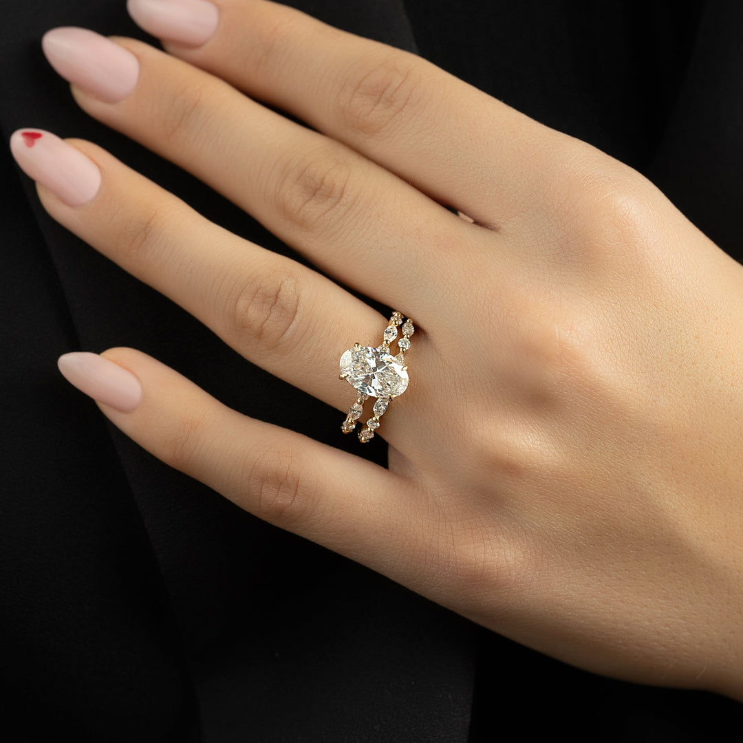 The Lyra Oval Lab Diamond Moissanite Engagement Ring
