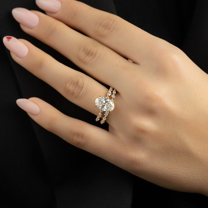 The Lyra Oval Lab Diamond Moissanite Engagement Ring *Shown with 2 ct #material_gold