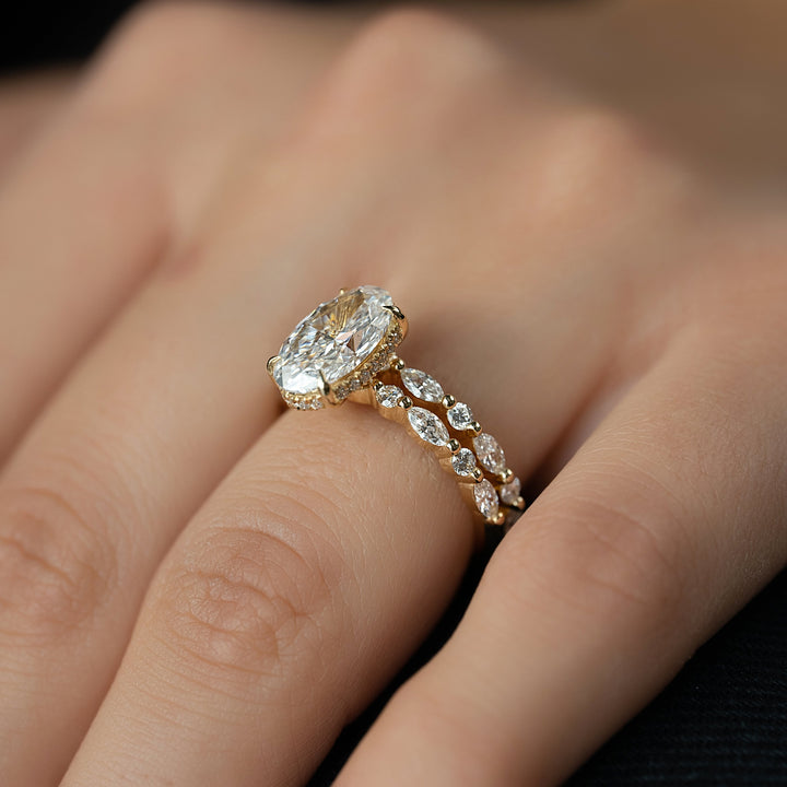 The Lyra Oval Lab Diamond Moissanite Engagement Ring *Shown with 2 ct #material_gold