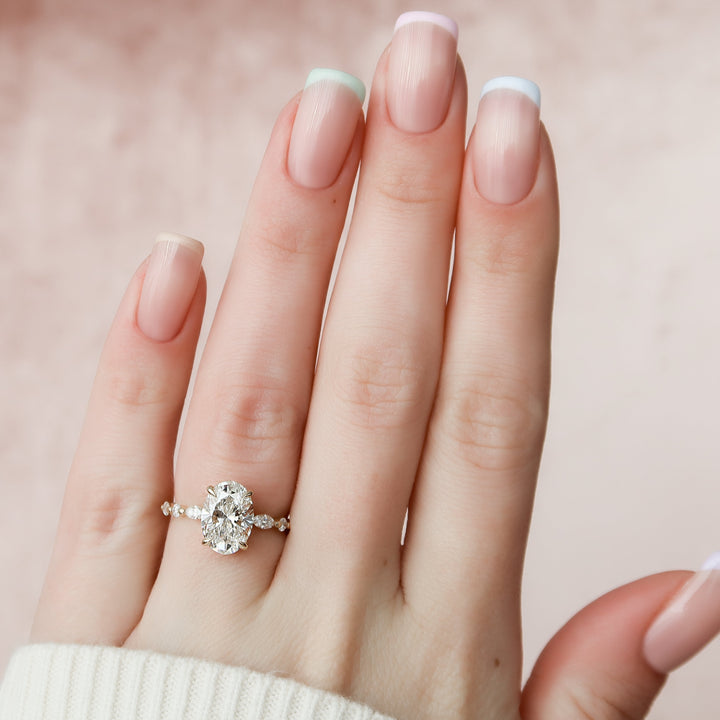 The Lyra Oval Lab Diamond Moissanite Engagement Ring *Shown with 2 ct #material_gold