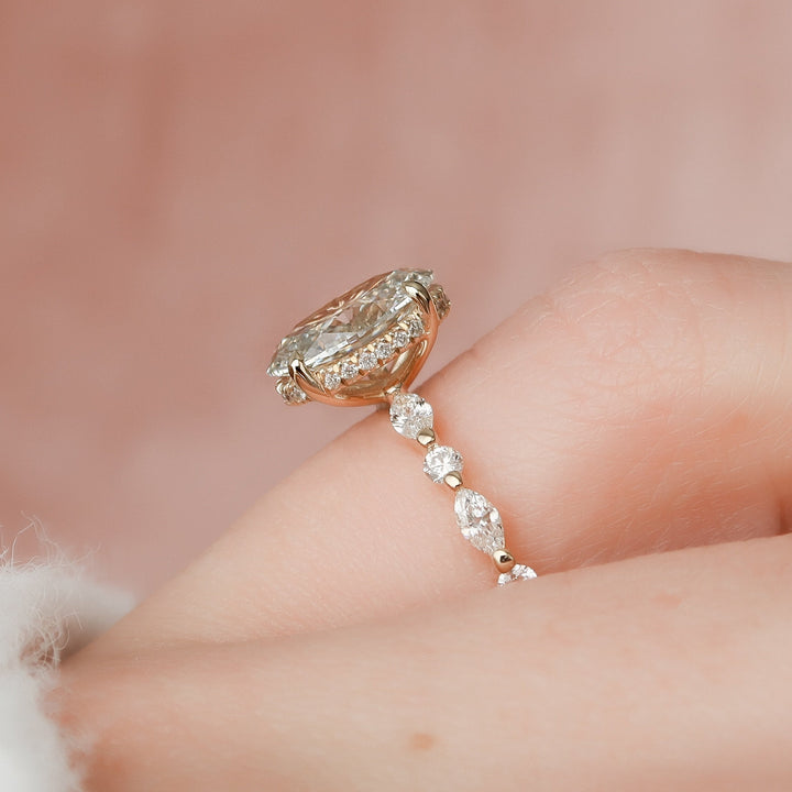 The Lyra Oval Lab Diamond Moissanite Engagement Ring *Shown with 2 ct #material_gold