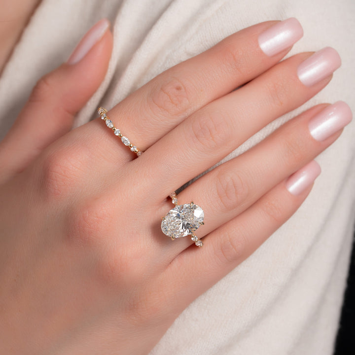 The Lyra Oval Lab Diamond Moissanite Engagement Ring *Shown with 5 ct #material_gold