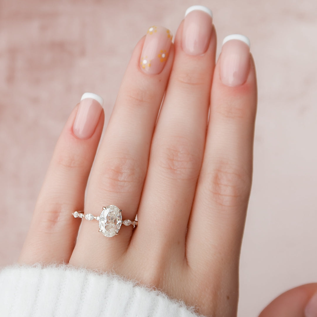 The Lyra Oval Lab Diamond Moissanite Engagement Ring