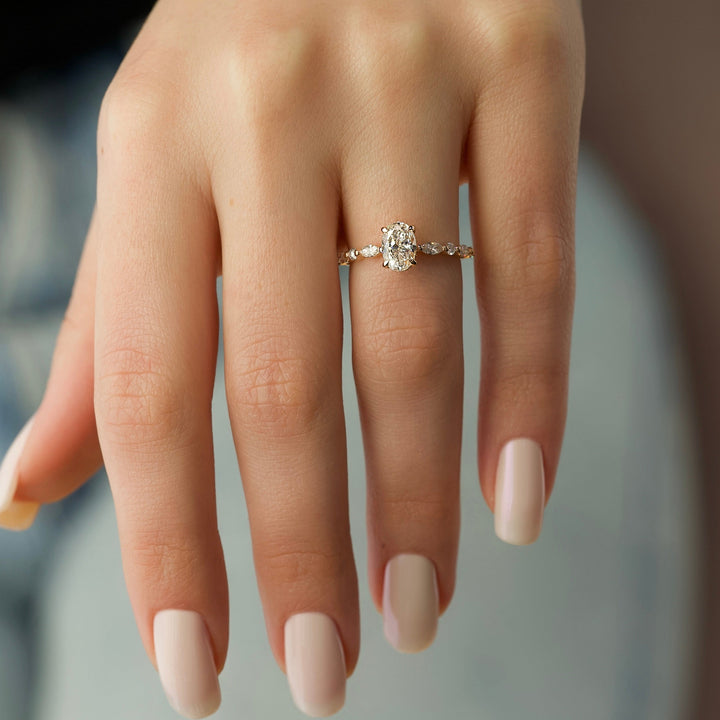 The Lyra Oval Lab Diamond Moissanite Engagement Ring *Shown with 1 ct #material_rose