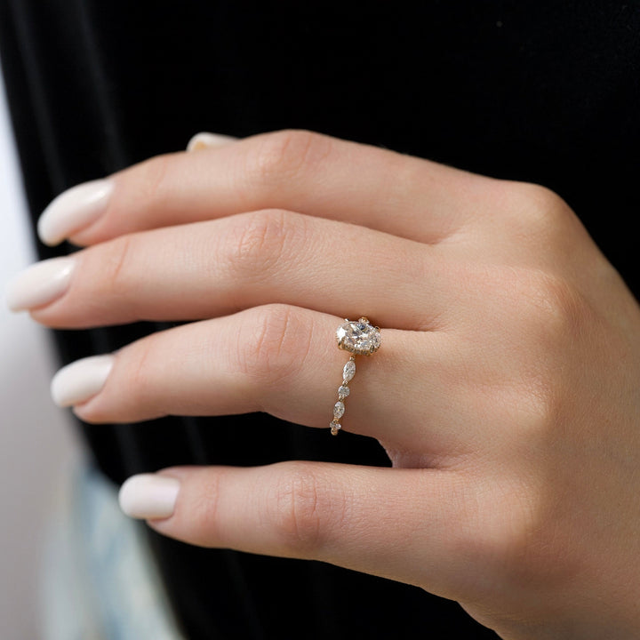 The Lyra Oval Lab Diamond Moissanite Engagement Ring *Shown with 1 ct #material_rose