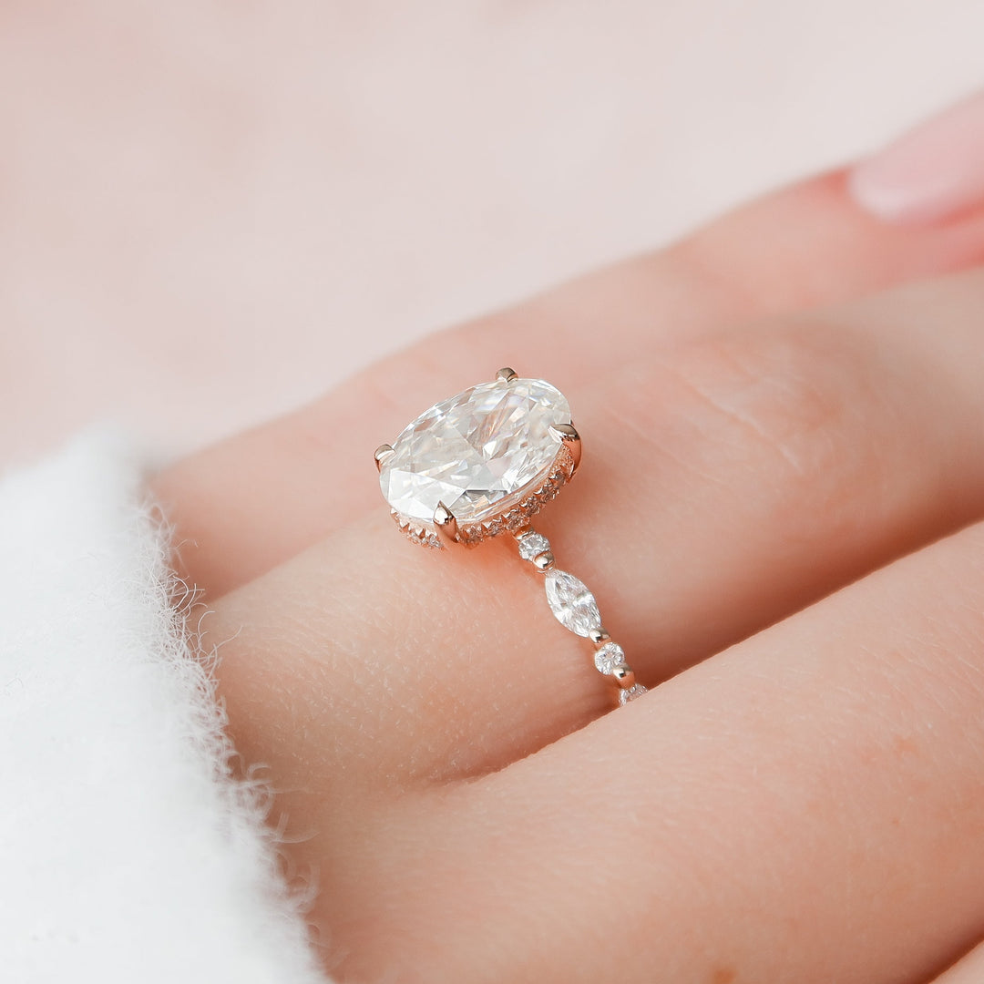 The Lyra Oval Lab Diamond Moissanite Engagement Ring