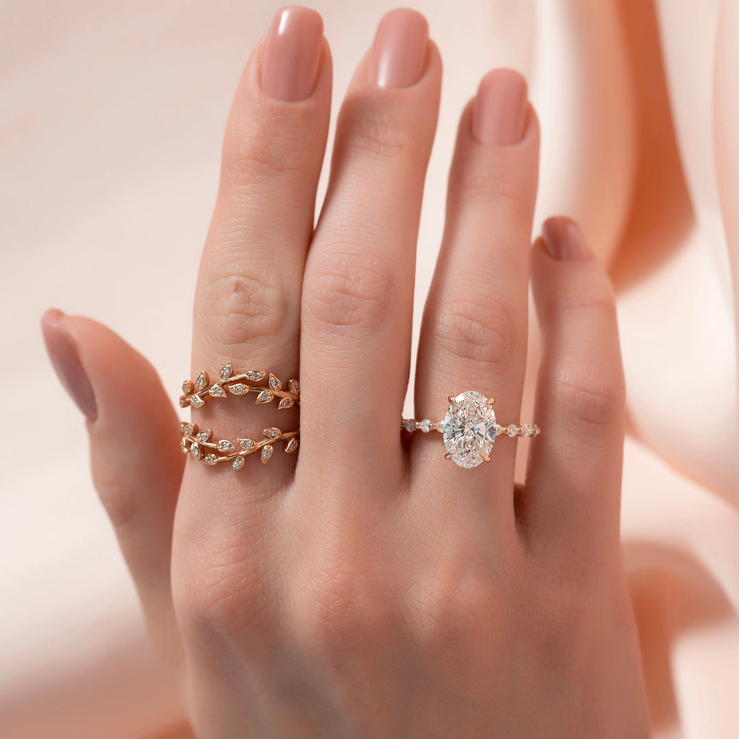 The Lyra Oval Lab Diamond Moissanite Engagement Ring