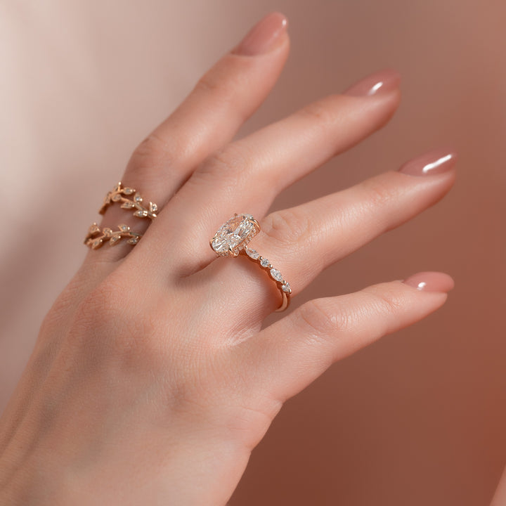 The Lyra Oval Lab Diamond Moissanite Engagement Ring *Shown with 2.5 ct #material_rose
