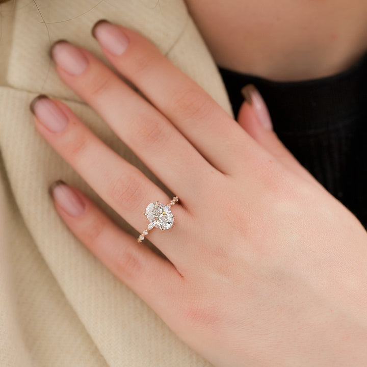 The Lyra Oval Lab Diamond Moissanite Engagement Ring *Shown with 3.5 ct #material_rose