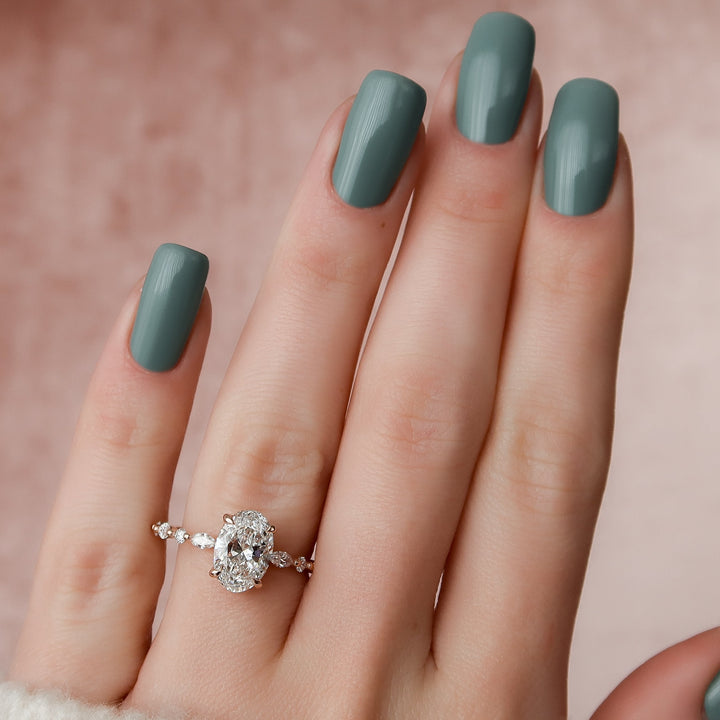 The Lyra Oval Lab Diamond Moissanite Engagement Ring *Shown with 2 ct #material_rose