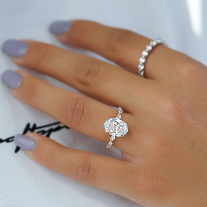The Lyra Oval Lab Diamond Moissanite Engagement Ring *Shown with 3 ct #material_rose