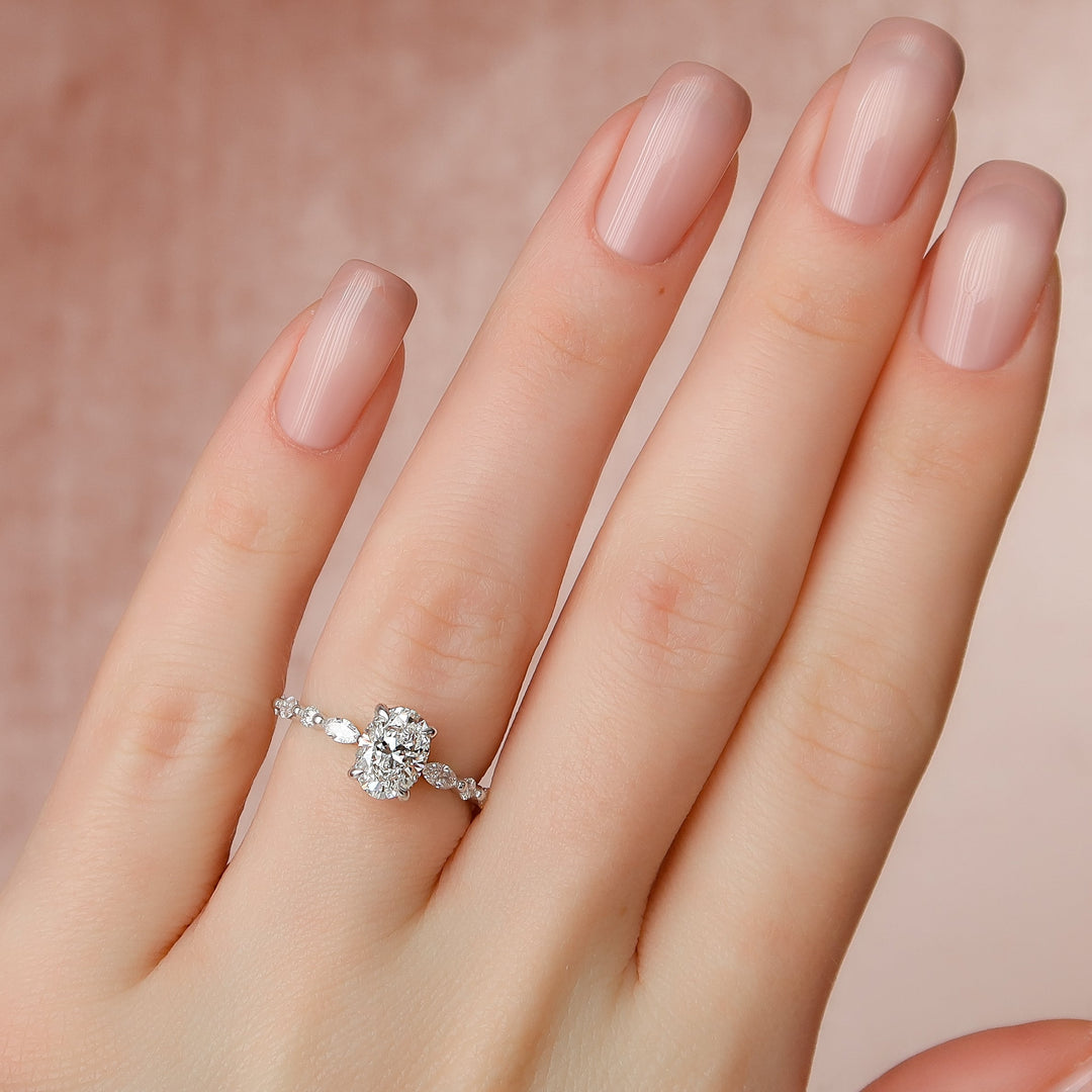 The Lyra Oval Lab Diamond Moissanite Engagement Ring