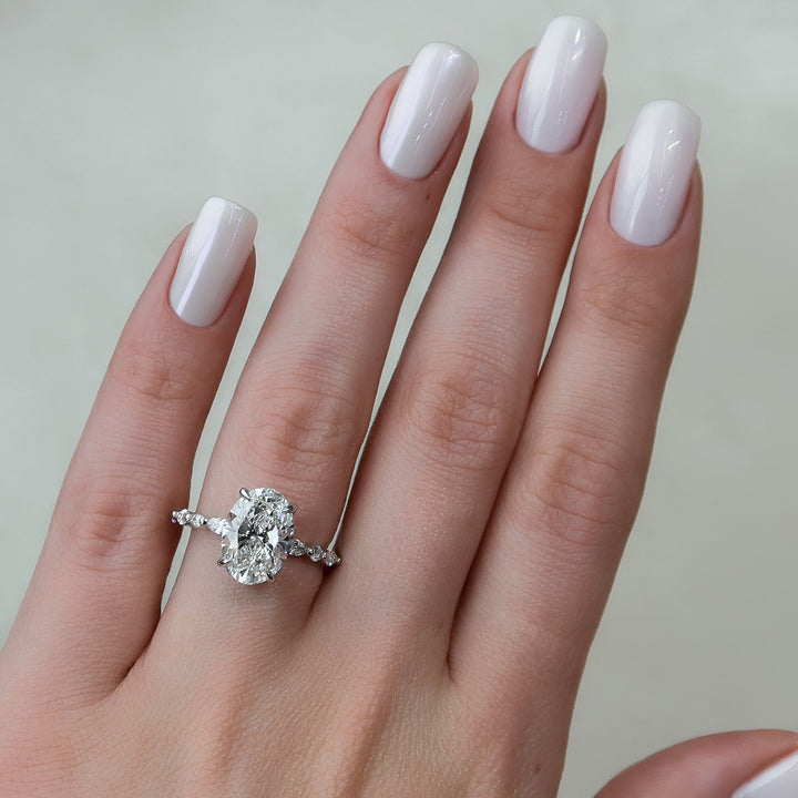 The Lyra Oval Lab Diamond Moissanite Engagement Ring *Shown with 4 ct #material_white