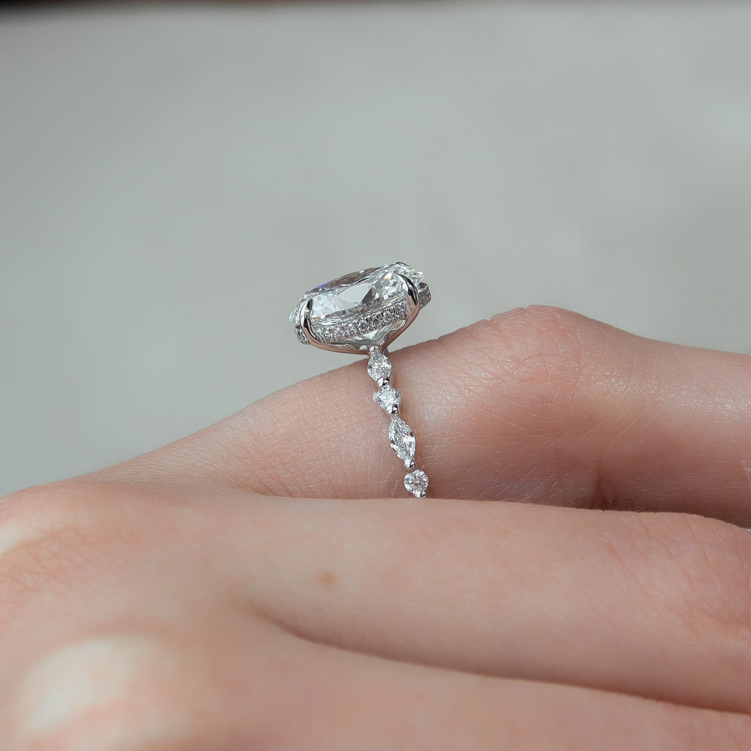 The Lyra Oval Lab Diamond Moissanite Engagement Ring