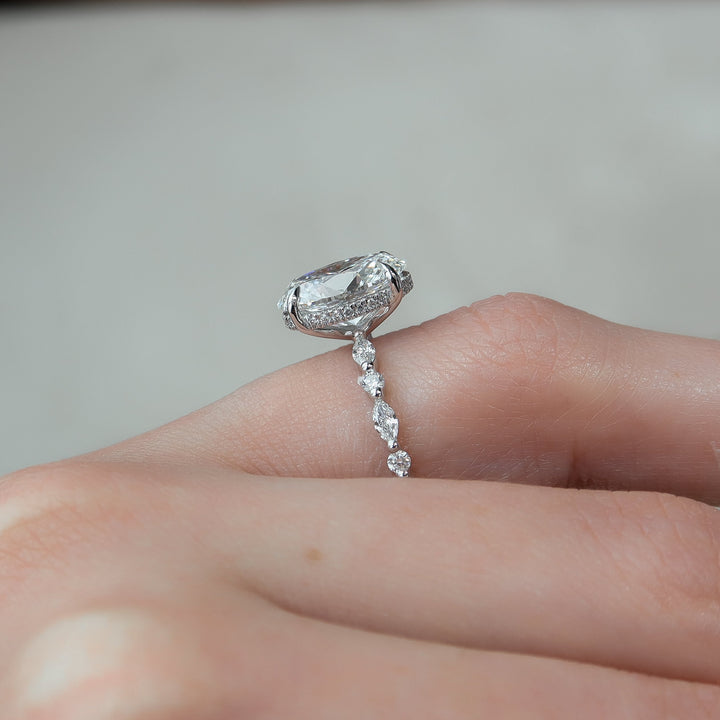 The Lyra Oval Lab Diamond Moissanite Engagement Ring *Shown with 4 ct #material_white