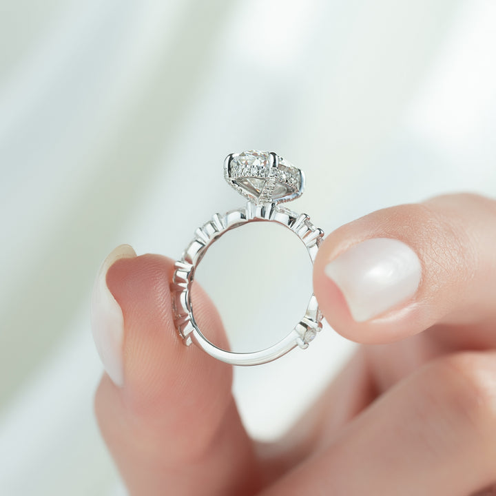 The Lyra Oval Lab Diamond Moissanite Engagement Ring *Shown with 2.5 ct #material_white