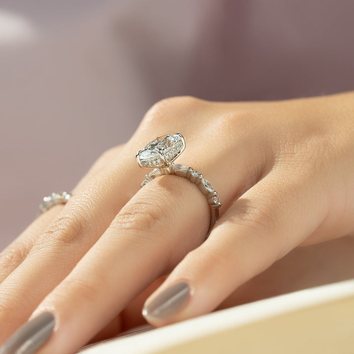 The Lyra Oval Lab Diamond Moissanite Engagement Ring *Shown with 3 ct #material_white