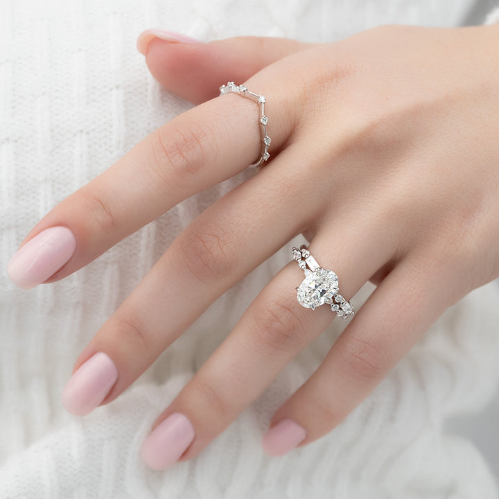 The Lyra Oval Lab Diamond Moissanite Engagement Ring *Shown with 2.5 ct #material_white