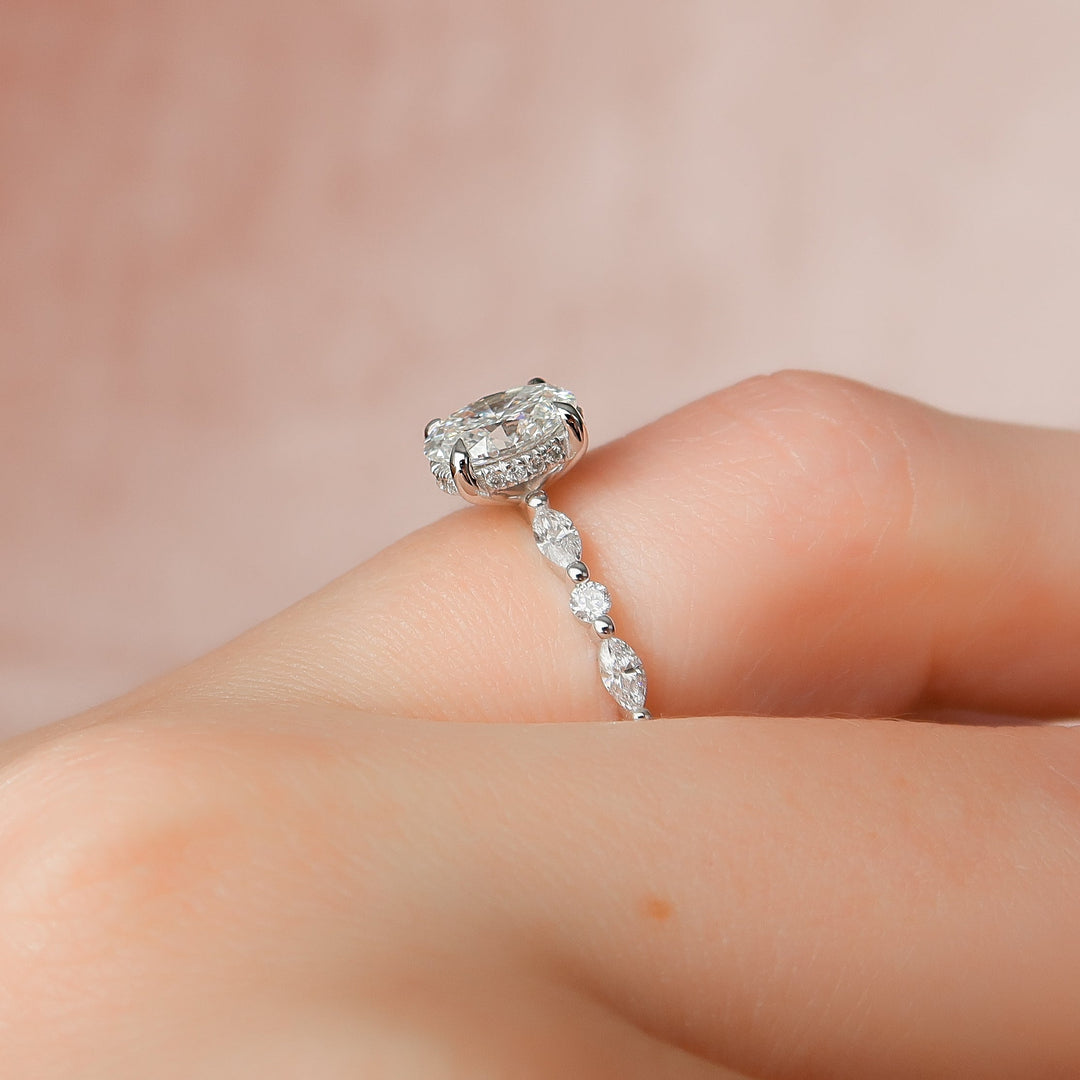 The Lyra Oval Lab Diamond Moissanite Engagement Ring