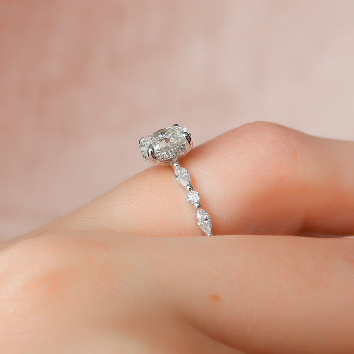 The Lyra Oval Lab Diamond Moissanite Engagement Ring *Shown with 1 ct #material_white