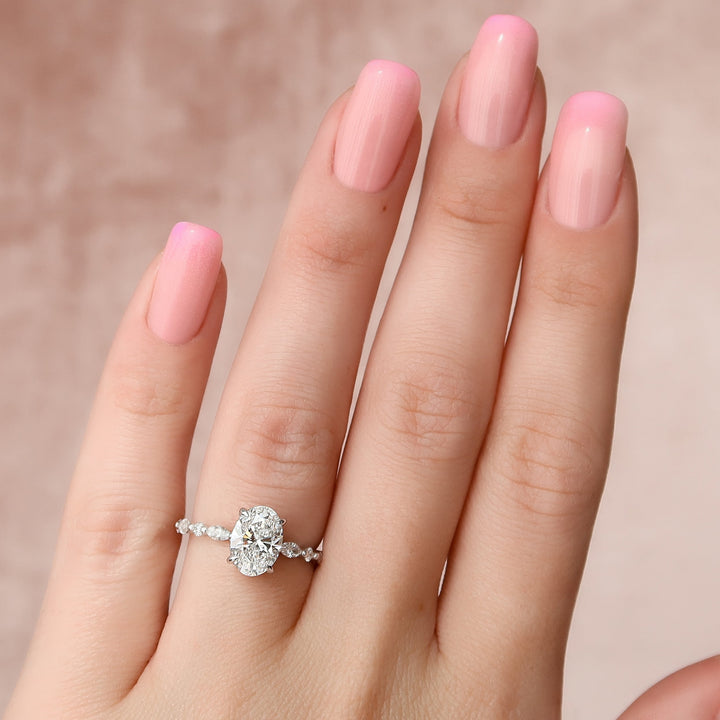 The Lyra Oval Lab Diamond Moissanite Engagement Ring *Shown with 1.5 ct #material_white