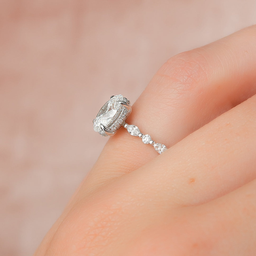 The Lyra Oval Lab Diamond Moissanite Engagement Ring