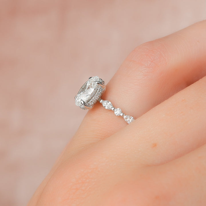 The Lyra Oval Lab Diamond Moissanite Engagement Ring *Shown with 1.5 ct #material_white