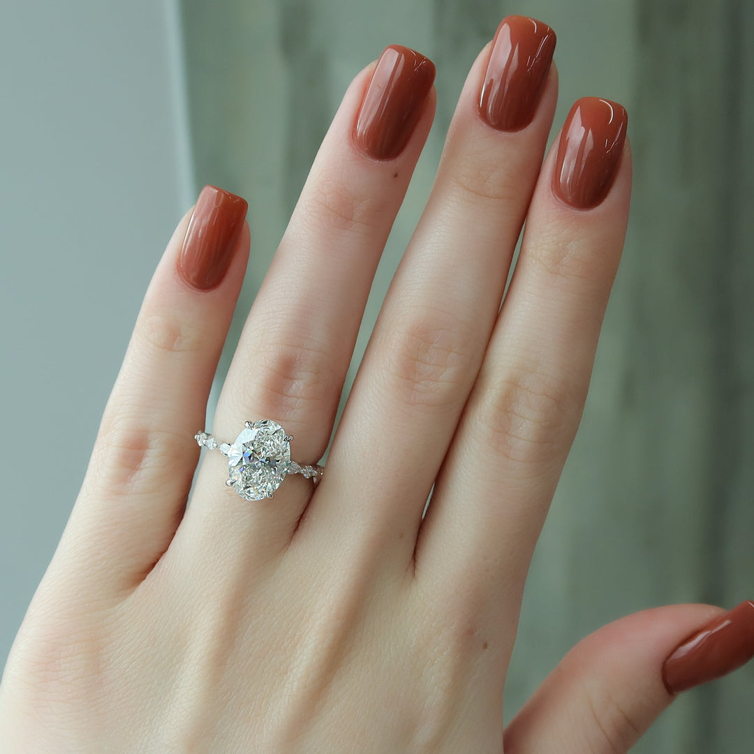 The Lyra Oval Lab Diamond Moissanite Engagement Ring