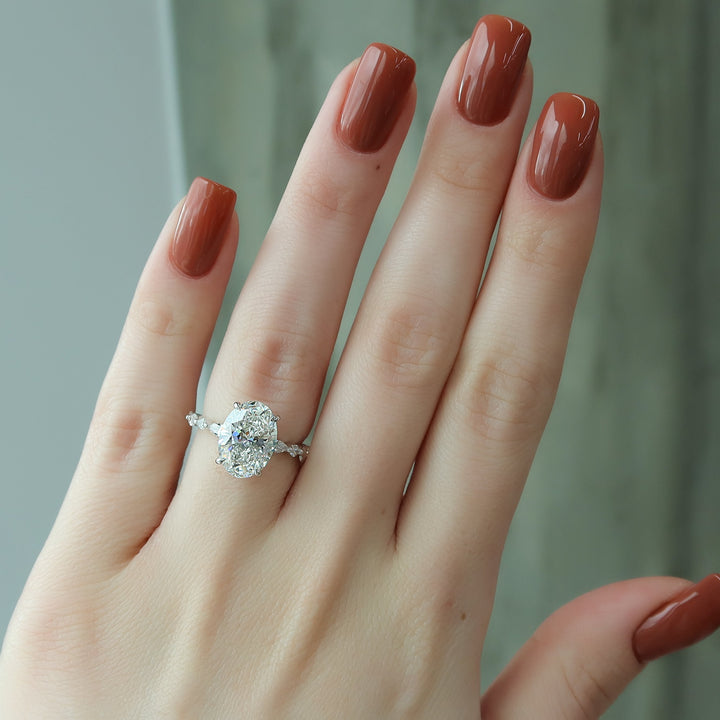 The Lyra Oval Lab Diamond Moissanite Engagement Ring *Shown with 3.5 ct #material_white