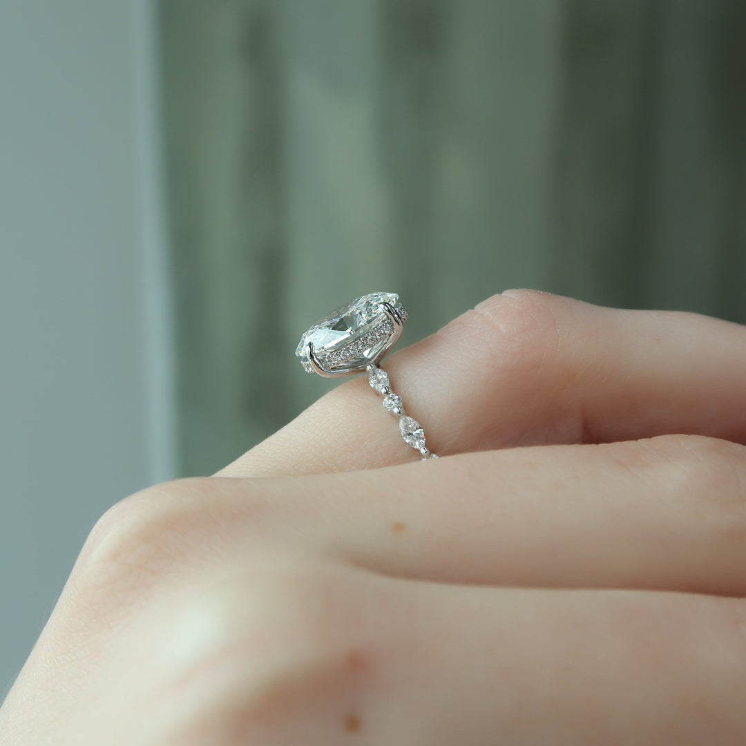 The Lyra Oval Lab Diamond Moissanite Engagement Ring