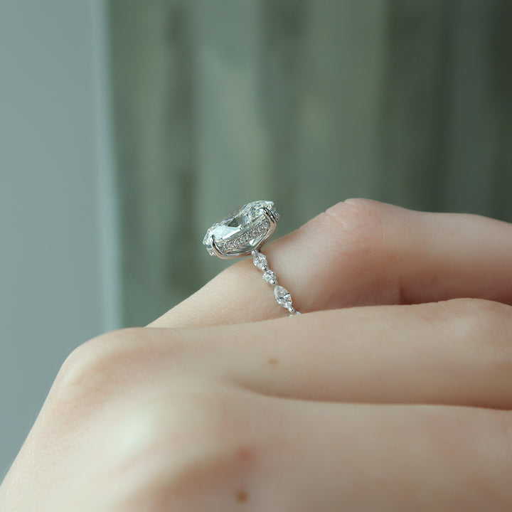The Lyra Oval Lab Diamond Moissanite Engagement Ring *Shown with 3.5 ct #material_white