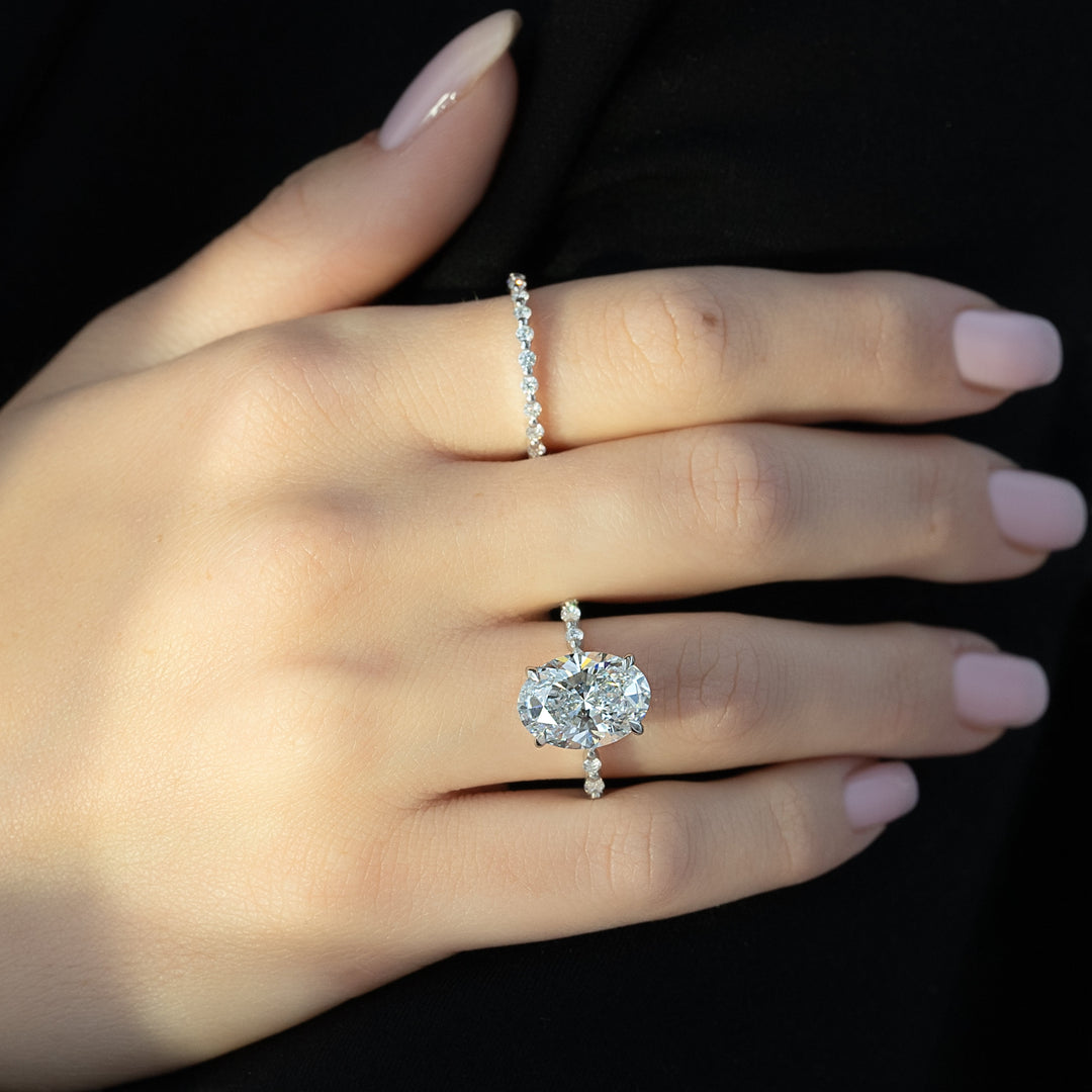 The Lyra Oval Lab Diamond Moissanite Engagement Ring