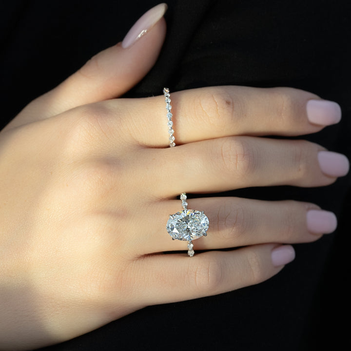 The Lyra Oval Lab Diamond Moissanite Engagement Ring *Shown with 5.5 ct #material_white