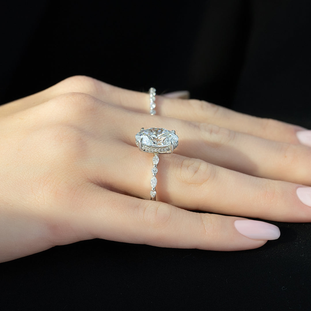 The Lyra Oval Lab Diamond Moissanite Engagement Ring