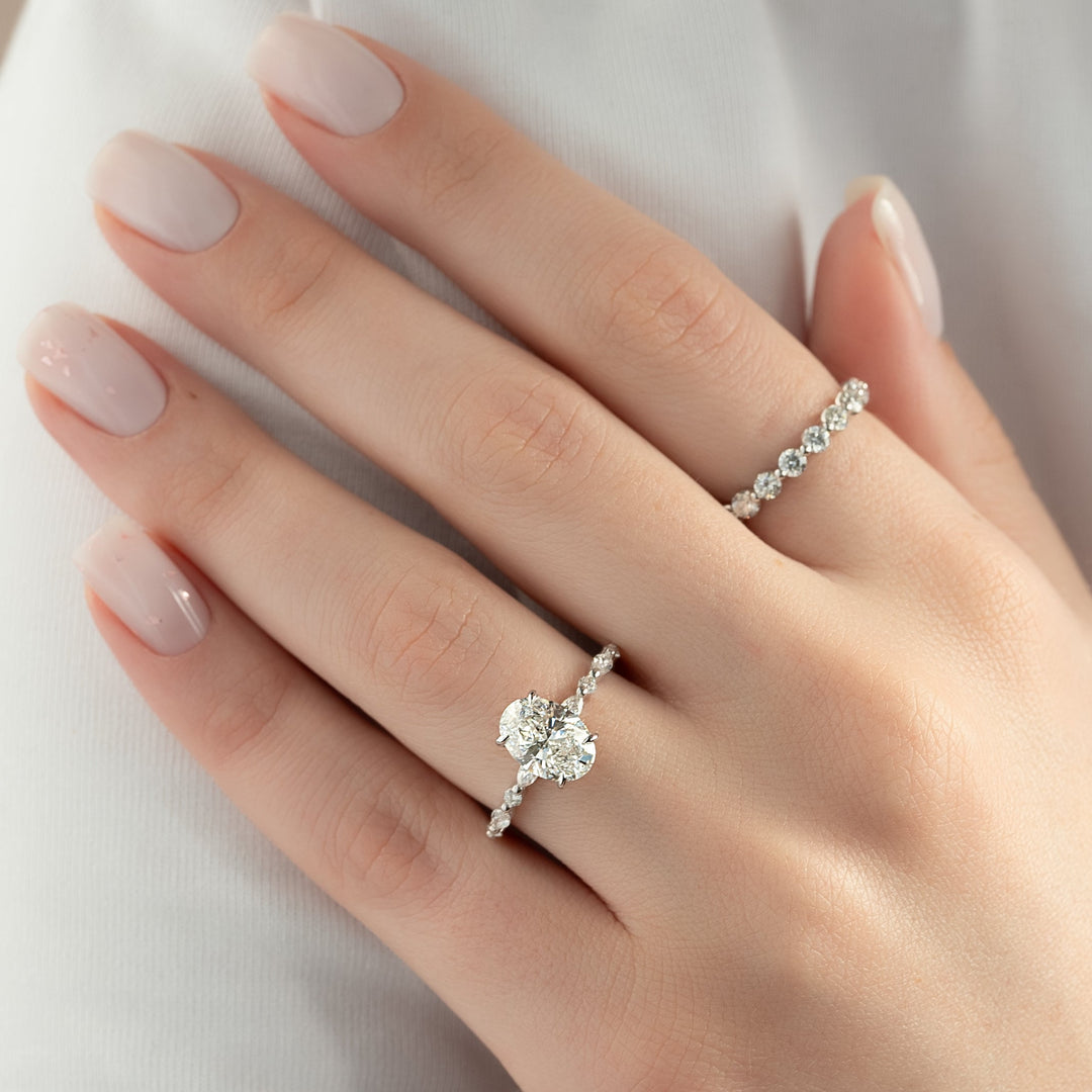 The Lyra Oval Lab Diamond Moissanite Engagement Ring