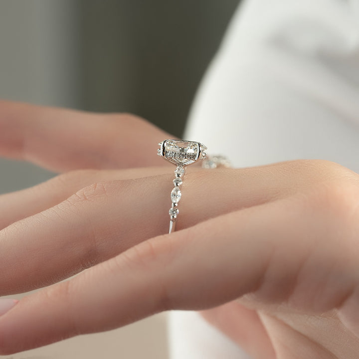 The Lyra Oval Lab Diamond Moissanite Engagement Ring *Shown with 2 ct #material_white