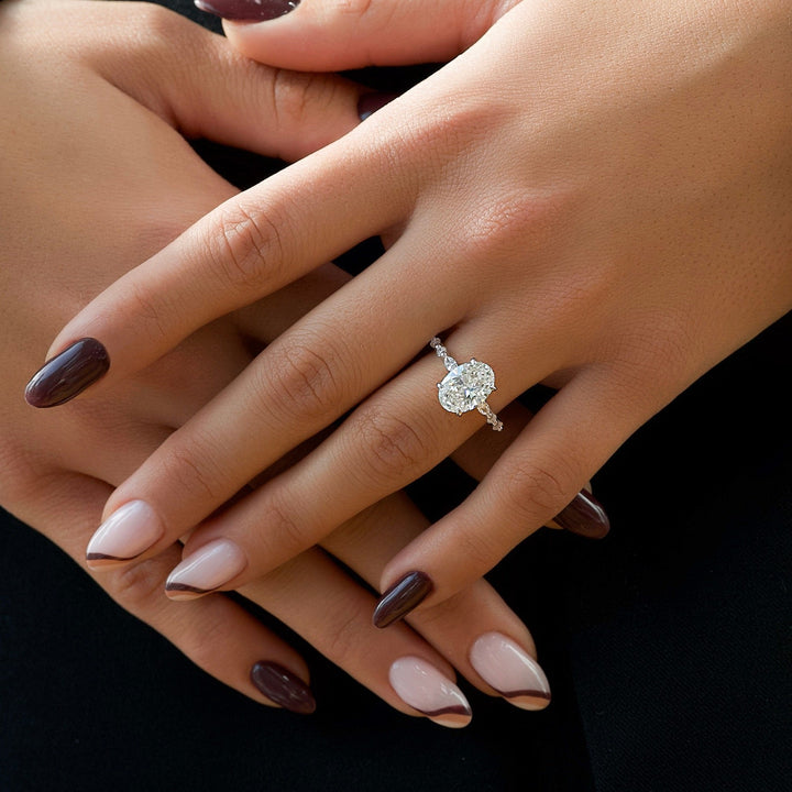The Lyra Oval Lab Diamond Moissanite Engagement Ring *Shown with 2.5 ct #material_white