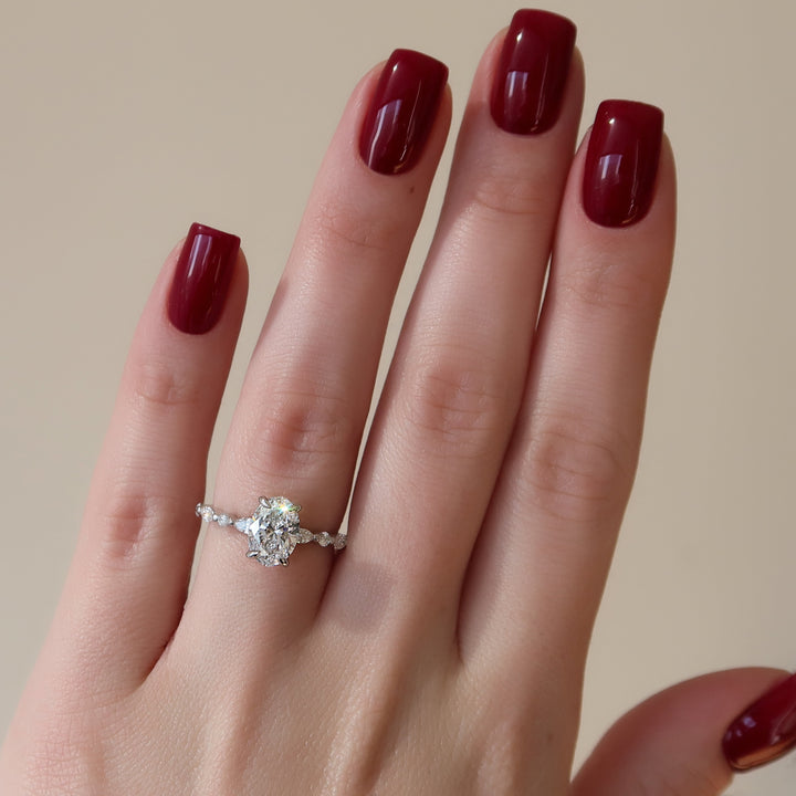 The Lyra Oval Lab Diamond Moissanite Engagement Ring *Shown with 1.5 ct #material_white