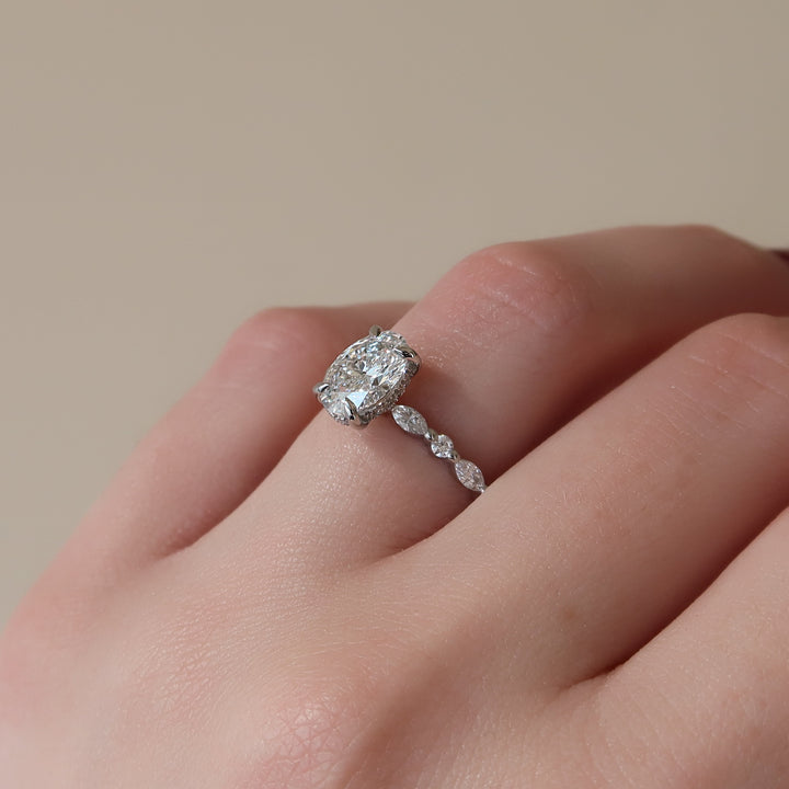 The Lyra Oval Lab Diamond Moissanite Engagement Ring *Shown with 1.5 ct #material_white