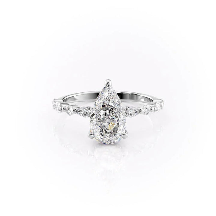 The Lyra Set With Pear Side Stone Moissanite#material_14k-white