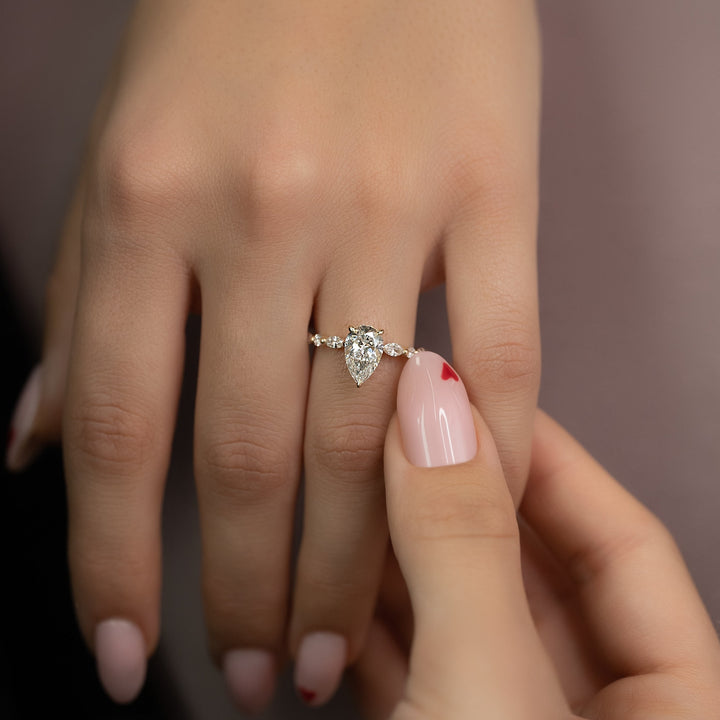 The Lyra Pear Lab Diamond Moissanite Engagement Ring *Shown with 1.5 ct #material_gold