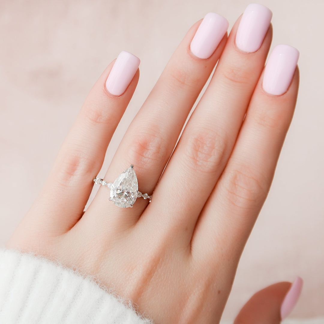 The Lyra Pear Lab Diamond Moissanite Engagement Ring