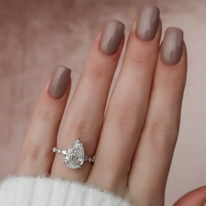 The Lyra Pear Lab Diamond Moissanite Engagement Ring *Shown with 3.5 ct #material_white