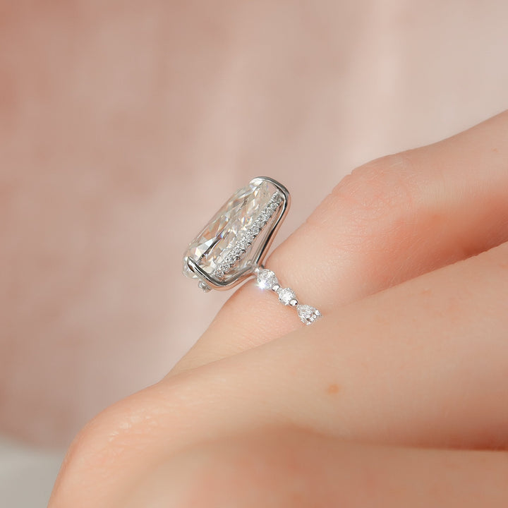 The Lyra Pear Lab Diamond Moissanite Engagement Ring *Shown with 5 ct #material_white