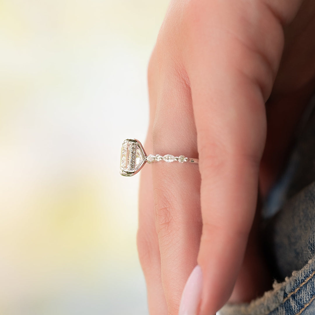 The Lyra Princess Lab Diamond Moissanite Engagement Ring