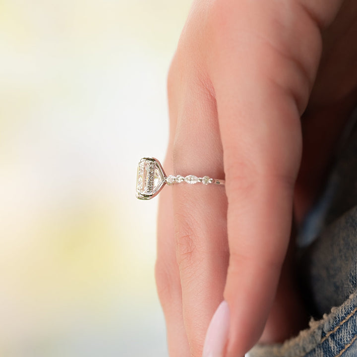 The Lyra Princess Lab Diamond Moissanite Engagement Ring *Shown with 3.5 ct #material_white