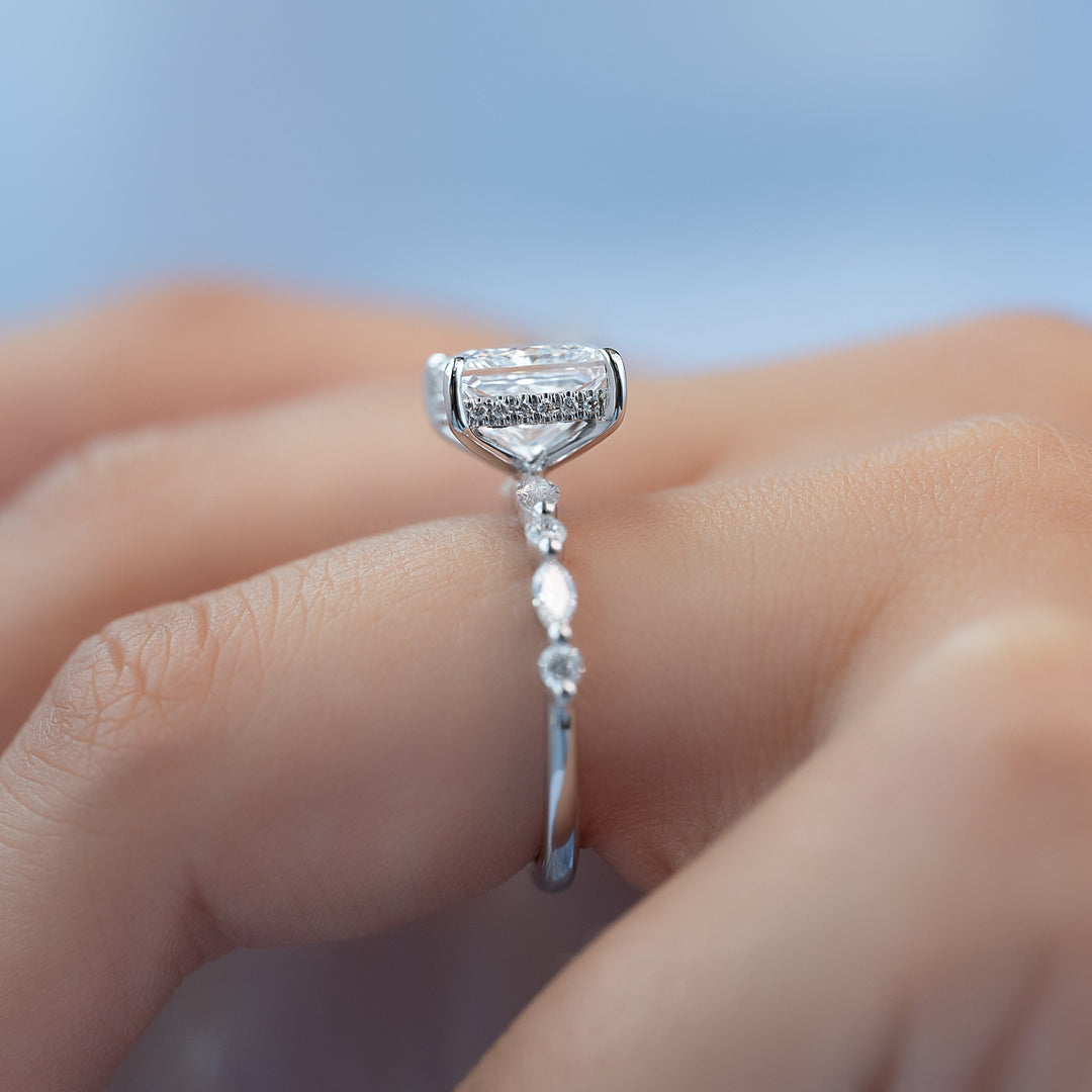 The Lyra Princess Lab Diamond Moissanite Engagement Ring